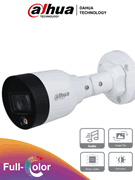 IPC-HFW1239S1-A-LED-S6 :: Cámara IP DAHUA Bala 2 Megapixeles (1920 x 1080) 2.8 mm H.265+ DWDR FULL COLOR (Color las 24 Horas) con LED´s de Luz BLANCA para hasta 15 m. para Exterior IP67 con Micrófono Integrado